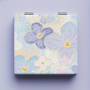 TEMU 시크한 꽃 오일 페인팅 디자인 컴팩트 접이식 메이크업 거울 - 양면 확대 기능, 휴대용 & 여행에 이상적, 여성에게 완벽한 선물, 생일 및 졸업 선물로 최고, 평면 거울