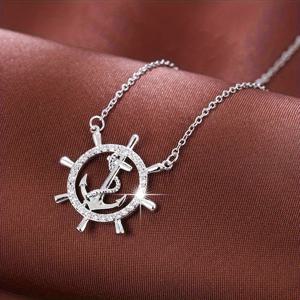 TEMU 선박의 휠과 앵커 디자인 합성 지르코니아 트렌디 목걸이
