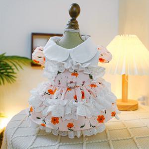 TEMU 봄 티파티 드레스 - 메리골드 강아지 옷 봄 여름 스타일 비숑 시츄 테디 봄 의상 플로럴 드레스 말티즈 요키