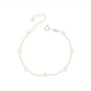 TEMU S 스털링 실버 모조 진주 수wri 팔찌, 우아하고 미니멀한 다용도 여성용 수wri 수공예 주얼리 - 완벽한 선물용 박스 세트 (실버 함량 1g, 4mm 조개껍질 모조 진주 8개) 밸런타인데이/생일/어머니의 날 선물로 일상 착용/휴가 시용으로 이상적, 휴가 액세서리, 유행을 타지 않는 액세서리, 클래식한 디자인, 정교한 장인 정신, 여성 패션