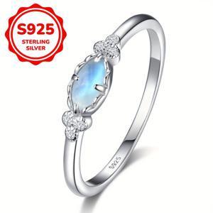 TEMU S925 스테인리스 실버 마르키즈 달석판 빈티지 궁정 스타일 반지 (결혼식 및 약혼식용), 파티용 반지 (2.2G)