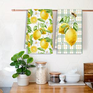 TEMU 2개 레몬 주방 타월 빠른 건조 식기 타월 (45 x 70cm), 집들이 선물용 장식용 차 타월 레몬 주방 장식, 식사, 가정, 결혼식, 연회, 뷔페 식기 타월