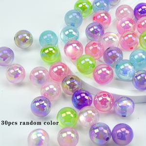 TEMU 16mm 레진 홀 라운드 비즈 스톤 고품질 도금 스크래치 방지 공예 DIY 주얼리 액세서리 팔찌 우정 체인 키체인 라운드 비즈 펜 볼펜 스트링 장식 액세서리 30개 혼합 색상 랜덤