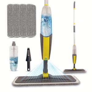 TEMU 바닥 청소 스프레이 모프, 마이크로화이버 목재 바닥 먼지 제거 모프, 습식 스프레이 모프, 1/4 재사용 가능한 세탁 가능한 모프 패드 포함, 가정 및 상업용 경목 합성 바닥, 비닐 목재 바닥 및 타일 바닥에 적합