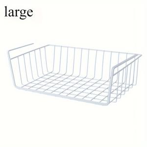 TEMU 다용도 걸이형 바구니 정리함 (주방 캐비닛 및 책상용), 유럽 스타일, 드릴 불필요 주방 및 욕실 수납 솔루션, 철제 하단 걸이형 바구니 선반