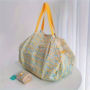 TEMU 스냅 클로저가 있는 고품질 접이식 쇼핑백 - 가벼운, 휴대용 어깨 토트백, 장보기 및 여행용, 튼튼한 폴리에스테르, 손세탁 또는 드라이클리닝 전용|토트백