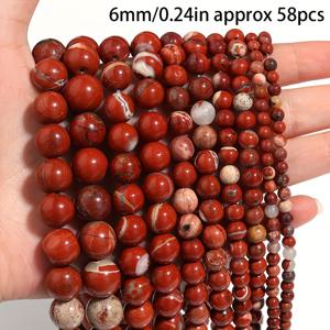 TEMU 4/6/8/10mm 천연 레드 재스퍼 스톤 비즈 - DIY 제작, 팔찌, 목걸이용 진짜 보석 원형 비즈, 매끄럽게 연마된 구형 레드 재스퍼 자갈 (4mm, 6mm, 8mm, 10mm) - 공예용 천연 스톤 비즈