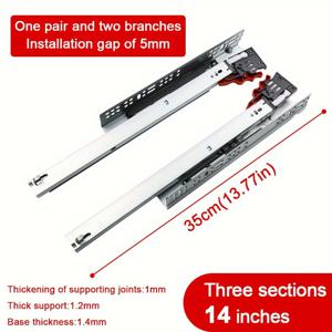 TEMU 2개입 매립형 서랍 슬라이드 (캐비닛 및 가구 서랍용), 3단 소프트 클로즈 히든 슬라이드, 캐비닛 서랍 하단 마운트 레일 (1쌍)