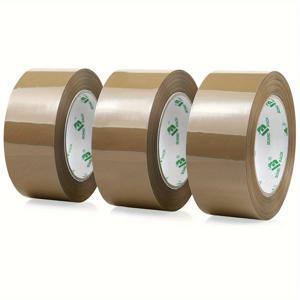 TEMU BOMEI PA, 3롤, 배송, 이사, 보관용 기본 포장 테이프, 브라운 테이프, 2 Mil X 1.88