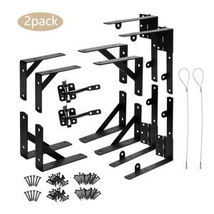 TEMU 1 세트/2 세트 앤티-사그 도어 키트 | 차고 문, 나무 울타리, 진입로 문, 코랄 문, 나무 창문에 적합한 강력한 금속 도어 코너 브래킷 - 블랙, 파우더 코팅 엔드