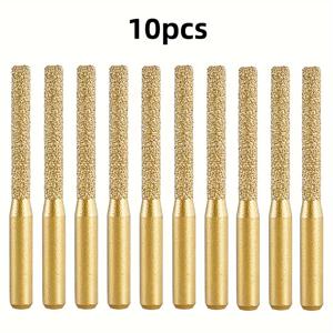 TEMU 전문 브레이징 다이아몬드 라우터 비트 - 대리석, 석재 및 화강암 조각을 위한 골든 스트레이트 섕크 - 6.35X5X65Mm - 고품질 세라믹 재질 - 전기 드릴에 적합 - 조립 필요 없음