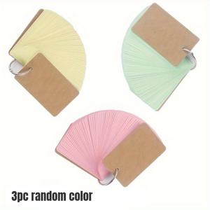 TEMU 학습, 책갈피, 인사말 카드, 인덱스 카드, 메모 카드, 미니 메모 패드 및 카드 루스리프 책 세트로 완벽한 컬러 무지 카드보드 루스리프 카드 3개 세트