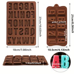 TEMU 알파벳 및 숫자 실리콘 몰드 2팩 - 26개의 영어 알파벳과 숫자 0-9 포함, 크레용, 생일 캔들, 사탕, 초콜릿, 쿠키, 얼음, 비누, 생일 파티용 케이크 장식 만들기에 이상적