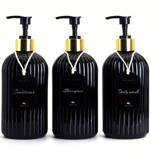 TEMU 샴푸, 바디워시, 컨디셔너로 리필 가능한 액체 비누 디스펜서 3개 세트. 욕실 샤워 공간 정리에 완벽하며, 500ml/16.91oz의 대용량, 내구성이 뛰어나고 세척이 용이하며, 욕실에 이상적인 추가품입니다.