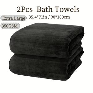 TEMU 2개 대형 목욕 타월 세트 (35.4*71인치/90*180cm), 350GSM 마이크로화이버 소재로 부드럽고 편안하며 흡수력이 좋으며 샤워, 피트니스, 호텔, 사우나에 적합 (다양한 색상 선택 가능)