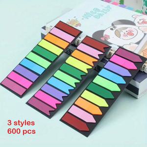 TEMU 600개 컬러풀 스티커 메모 탭 - 10가지 생동감 넘치는 색상, 3가지 독특한 디자인 (둥근 직사각형, 뾰족한 삼각형, 평평한 직사각형) | 바인더, 책, 메모, 정리용지, 사무용품 | 재미있는 디자인 | 고품질 접착제, 메모 패드