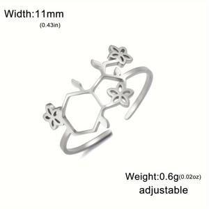 TEMU 1개 분자 포뮬러 반지, 분자 및 꽃 디자인, 스테인리스 스틸 재질. 남성용 분자 꽃 반지, 화학 교사 또는 과학 애호가를 위한 선물로 완벽합니다. 일상적인 착용 및 G에 이상적인 선택입니다.