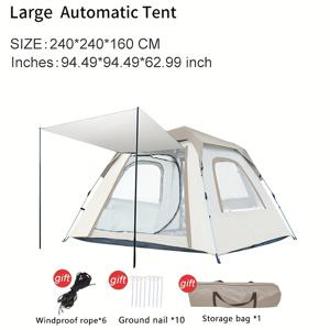 TEMU 4-6인용 캠핑 텐트, 3초 즉석 설치, 이중 문 & 통풍 창문, 넓은 내부 공간 및 프론트 텐트 포함, 사계절 가족용 야외 모험용 (혼합 색상), 쉬운 설치 텐트, 가벼운 무게, 휴가 캠퍼를 위한 완벽한 선택, 크리스마스와 추수감사절에 딱 맞는 아웃도어 쉘터|텐트