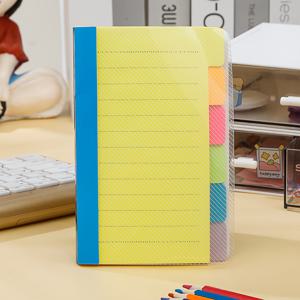 TEMU 1개 인덱스 디바이더 스티키 노트, 탭이 있는 자체 접착 라인 노트 패드, 60줄 노트, 다양한 네온 색상, 랜덤 색상