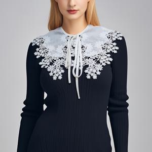 TEMU 복숭아꽃 디자인의 조절 가능한 숄. 여성용 레이스 장식이 특징이며, 반투명 쉬폰 소재로 제작되었으며, 우아한 레이스 칼라가 있습니다.