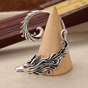 TEMU 큰 늑대 귀 커프, 늑대 디자인의 싱글 피어싱 귀걸이