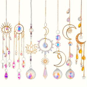 TEMU 7피스 프리즘 라이트 캐처 세트와 선 캐처 - 실내외 장식에 완벽, 가정 모임 및 결혼식에 이상적, 유리 음악 테마의 매달린 장식품