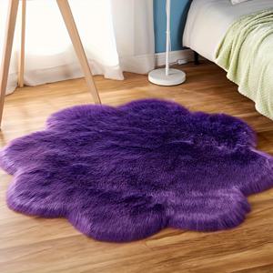 TEMU 1개 복숭아꽃 모양 플러시 카펫, 침실 및 거실의 커피 의자에 적합, 세탁기 사용 가능 롱필 푹신한 장식 러그, 다양한 색상 옵션으로 크리스마스 선물로 완벽