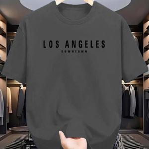 TEMU 남성용 캐주얼 크루넥 티셔츠, 기하학적 