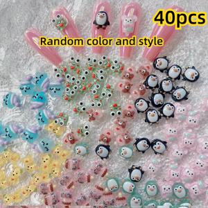 TEMU 귀여운 미니 반짝이는 개구리, 펭귄, 쥐, , 플랫 백 레진 주얼리 40개 세트, 클립 앤 페이스트 주얼리, 장식용 주얼리, 안개 갑옷 주얼리, 네일 아트 장식