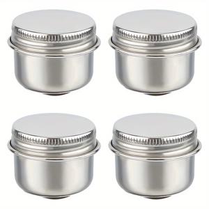 TEMU 4pcs 스테인레스 스틸 유화 컵 팔레트 용기 컵 금속 디퍼 페인트 냄비 용기 뚜껑과 클립이 있는 대형 입구 싱글 디퍼 팔레트 컵 드로잉 크리스마스 추수 감사절 새해 선물용