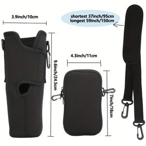 TEMU 1개의 튼튼한 네오프렌 & 스판덱스 단열 물병 운반대, 조절 가능한 어깨 끈 포함 - 스크래치 방지, 신축성있는, 부드러운 텀블러 파우치, 안전한 여행을 위한 분리 가능한 포켓 포함 (컵 포함되지 않음)