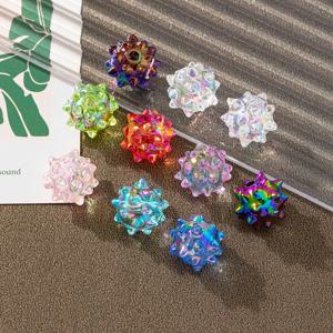 TEMU 팔찌와 목걸이용 혼합 색상 무지갯빛 바다구슬 10개, DIY 주얼리 액세서리용 직구멍 루즈 비즈