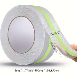 TEMU 1개 미끄럼방지 테이프 야간조명 포함, 2인치 x 16.5피트 투명 그립 스트랩, 실내/외 계단, 차고, 스케이트보드, 수영장가, 욕실용 고접착력 미끄럼방지 스트랩