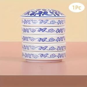 TEMU 원 세라믹 페인트 팔레트, 둥근 도자기 디자인, 5개의 쌓을 수 있는 혼합 트레이 포함, 과슈, 수채화, 잉크 사용하는 아티스트에게 적합, 뚜껑 포함