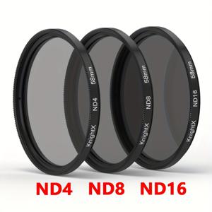 TEMU Knightx 3-In-1 ND4 ND8 ND16 중성 밀도 필터 DSLR 카메라용, 높은 빛 투과율, 빛 감소, 셔터 속도 조절 및 사진 촬영에서 과노출 방지에 설계되었습니다.