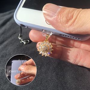 TEMU 1개 반짝이는 회전형 디컴프레션 지르코니아 폰 먼지 플러그 - 휴대폰 스트랩, 폰 먼지 플러그 참, 아이폰 포트/타입-C 포트 휴대폰에 적합, 발렌타인데이 선물로 좋음/선물로 적합