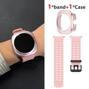 TEMU 2개입, 삼성 7 울트라 47mm에 적합, 실리콘 스포츠 시계 밴드 1개 + 삼성 7 울트라 시계 케이스 1개, 오션 시리즈, 더블 루프 디자인, 접이식 버클