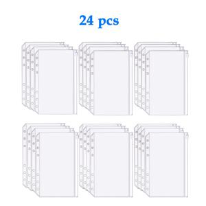 TEMU 24개입 저비용 플래너 폴더 포켓 - 6홀 투명 지퍼 현금 봉투, 루스리프 바인더 가방, PVC 문서 가방 정리함, 6링 A5 바인더 노트북에 적합