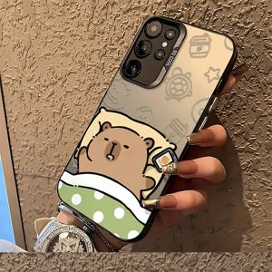 TEMU 삼성 갤럭시 S25 S24 S23 S22 S21 S20 FE 울트라 플러스 4G 5G와 호환되는 잠자는 카피바라 폰 케이스, 충격 방지 매트 백 커버.