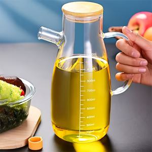 TEMU 1개 올리브 오일 유리 디스펜서 - 누수 방지 원형 오일 용기, 주방 필수품, 샐러드 드레싱 용기, 양념 디스펜서, 식초병, 야외 바베큐 및 피크닉용, 세척 쉬움