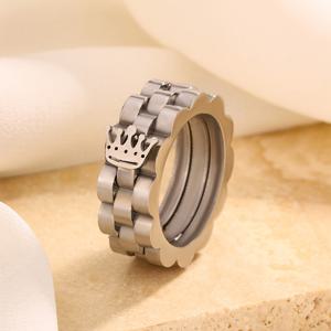 TEMU 세련되고 미니멀하며 우아한 골든 크라운 304 스테인리스 스틸 반지. 일상복 및 특별한 날에 완벽하며 독특한 스타일을 선보입니다. 클래식한 디자인은 개인적인 매력을 강조합니다.