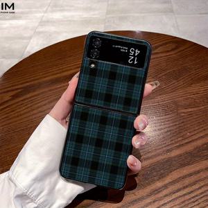 TEMU 폰 케이스: 틸 체크무늬, 패셔너블한 소재와 가죽 디자인. 삼성 폴더블 시리즈 호환: 갤럭시 Z 플립 4, Z 플립 5, Z 플립 6, W22, W23, 폴드 4, 폴드 5, 폴드 6 폰 케이스