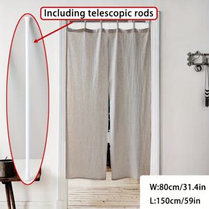 TEMU [2D 도어 커튼] 폴리에스터 소재의 일본 스타일 도어 커튼. 드릴 없이 설치할 수 있는 망원 로드가 특징입니다. 세탁기 사용 가능, 안감 없음, 다양한 방에서 사용 가능합니다.|커튼봉