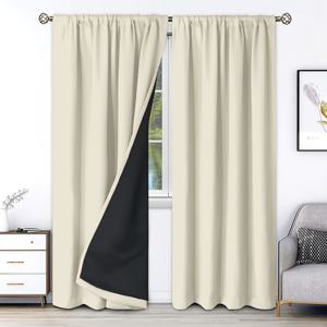 TEMU 1개 100% 커튼, 열과 햇빛 차단 - 단색, 로드 포켓에 코팅된 안감으로 디자인, 가을과 겨울철에 방을 어둡게 하기 위한 거실 및 침실에 적합|커튼봉