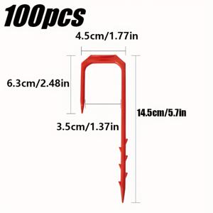 TEMU 100개 빨간 플라스틱 관개 포크 - 바람 고정용 바브 디자인 드립 관개 유지기, 온실 압력 파이프 및 식물 지지, 드립 관개 액세서리, 강력한 정원 도구