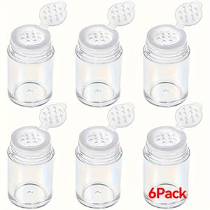 TEMU 6개 또는 12개 세트의 작은 아크릴 파우더 용기 (여분 파우더, 글리터, 아이섀도우 보관에 적합). 12개의 디스펜싱 홀 디자인, 오프 뚜껑, 시프터 포함. 여행 및 리필에 이상적.