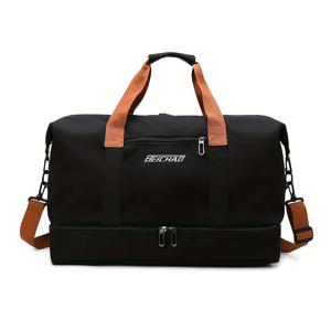 TEMU 두꺼운 옥스포드 원단으로 제작된 대용량 독립형 신발 수납공간이 있는 피트니스 가방, 여행, 학교, 피트니스에 적합한 핸드백