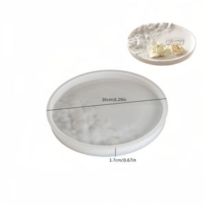 TEMU 원형 물결 패턴 트레이 실리콘 몰드, 석재 질감, 레진 콘크리트용, 바다 물결 꽃 모양 보관 용기 몰드, 에폭시 시멘트 주얼리 양초 홀더, 비누 받침, 공예 몰드 캐스팅용