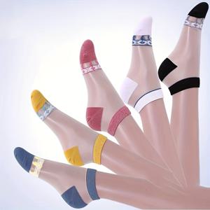 TEMU 5켤레 팩, 신상 여성 봄/여름 보트 삭스, 투명 양말, 통기성 좋은 얇은 보이지 않는 숏 삭스