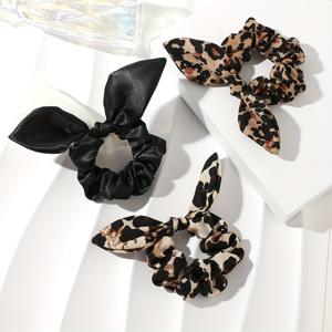 TEMU 여성용 프린트 토끼 귀와 호박 꼬리 대장형 헤어 액세서리 3개 세트, 일상 및 파티 소품